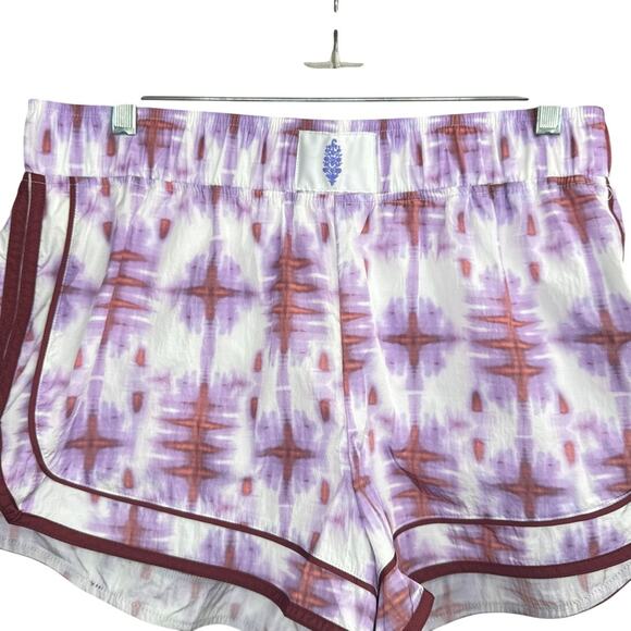 New Free People Movement Varsity Blues Printed Shorts Women's Size Large - Picture 6 of 11